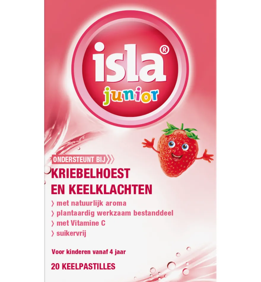 Isla Junior keelpastilles aardbei (20 tabletten)