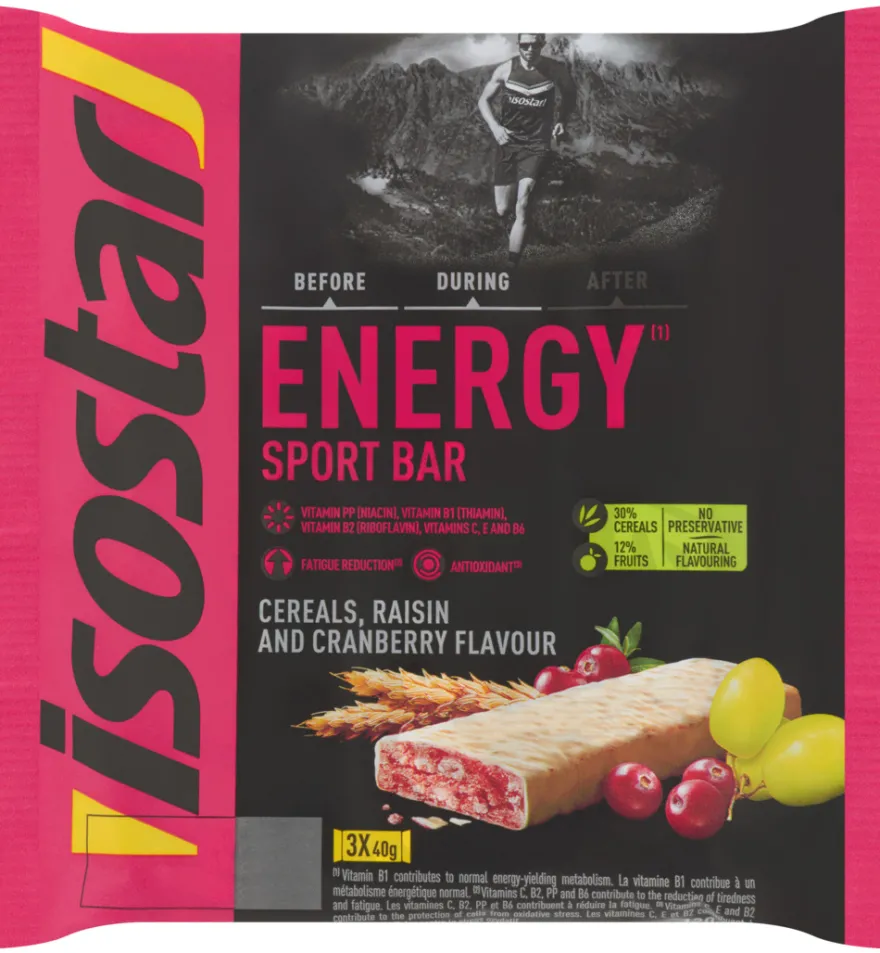 Isostar Energy Sport Bar Cereals Raisin Cranberry 3 X 40G (120 gr)