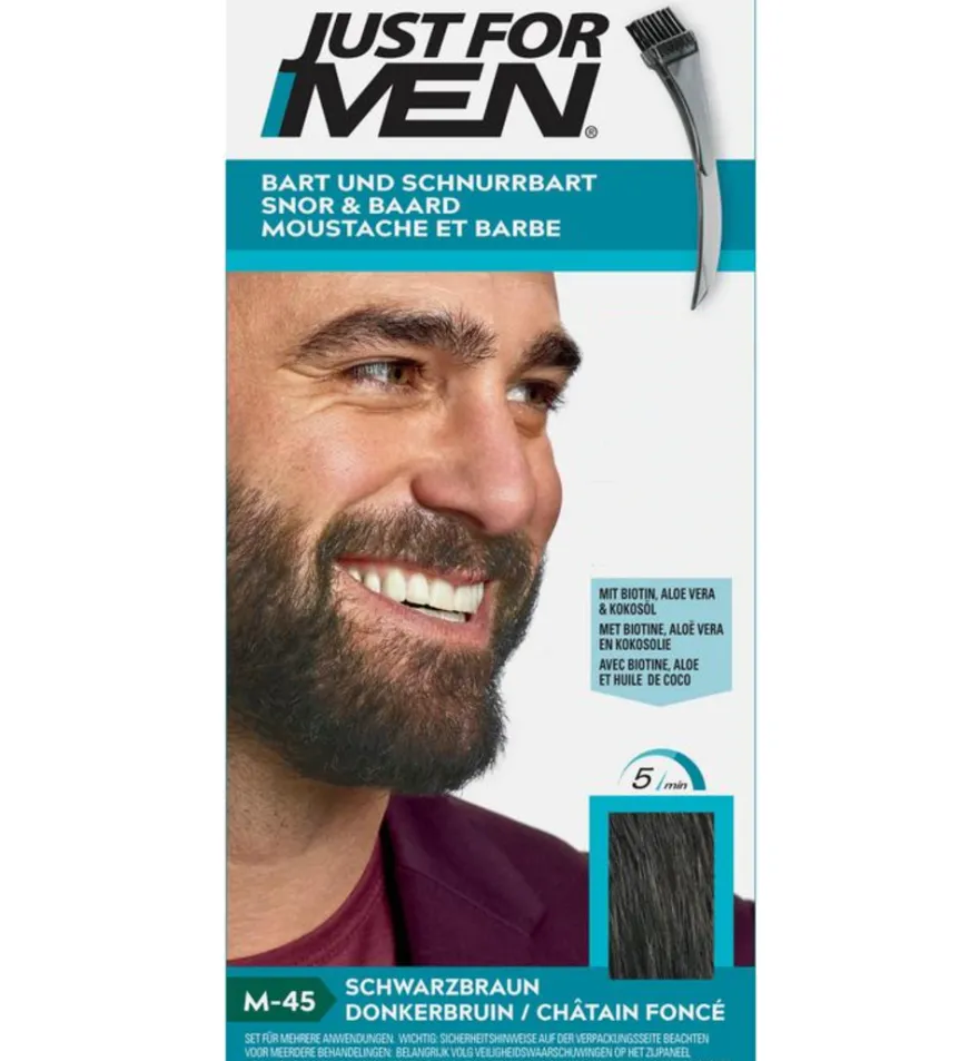 Just For Men Snor & baard donkerbruin M45 (2 x 14 gr)