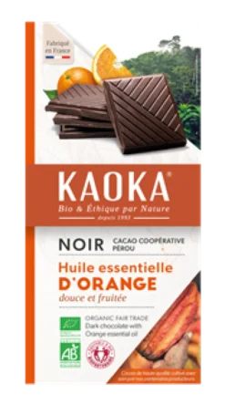 Kaoka Chocolade Puur 55% met Sinaasappel Bio (100 gr)