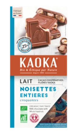 Kaoka Melkchocolade 38% met Hazelnoten Bio (180 gr)
