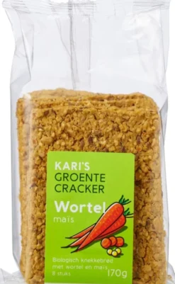 Kari’s Crackers Groentecracker Wortel Maïs (8 stuks)