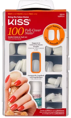 Kiss 100 Full Cover Nails Short Square (1 stuk)