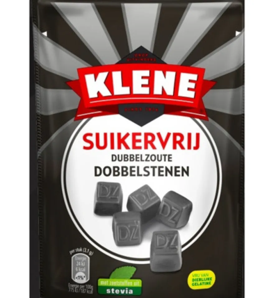 Klene Dubbelzout dobbelstenen suikervrij zakje (110 gr)