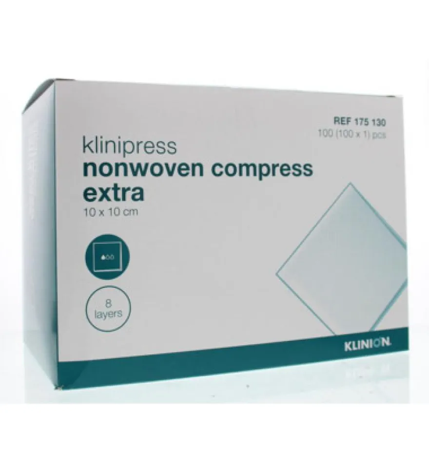 Klinion Non-woven compres 10 x 10 cm extra (100 stuks)