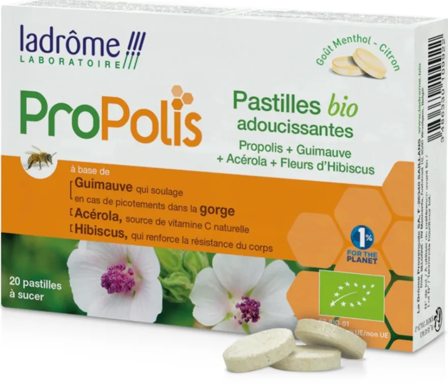 Ladrôme Propolis + Hibiscus + Acerola Pastilles (20 tabletten)