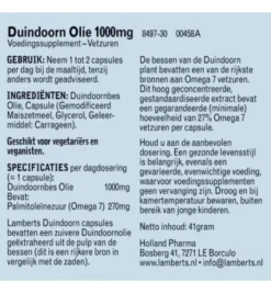 Lamberts Duindoorn Olie 1000mg – Sea Buckthorn Berry Oil (30 capsules)