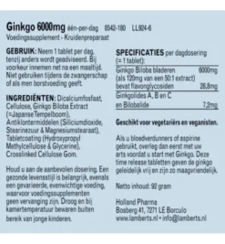 Lamberts Ginkgo 6000 (180 tabletten)