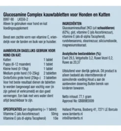 Lamberts Glucosamine Voor Hond En Kat (90 Kauwtabletten)