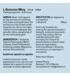 Lamberts L-Glutamine 500mg (90 vega capsules)