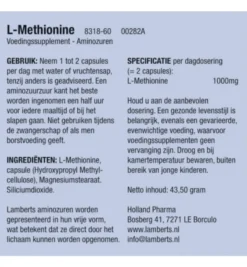 Lamberts L-Methionine 500mg (60 vega capsules)