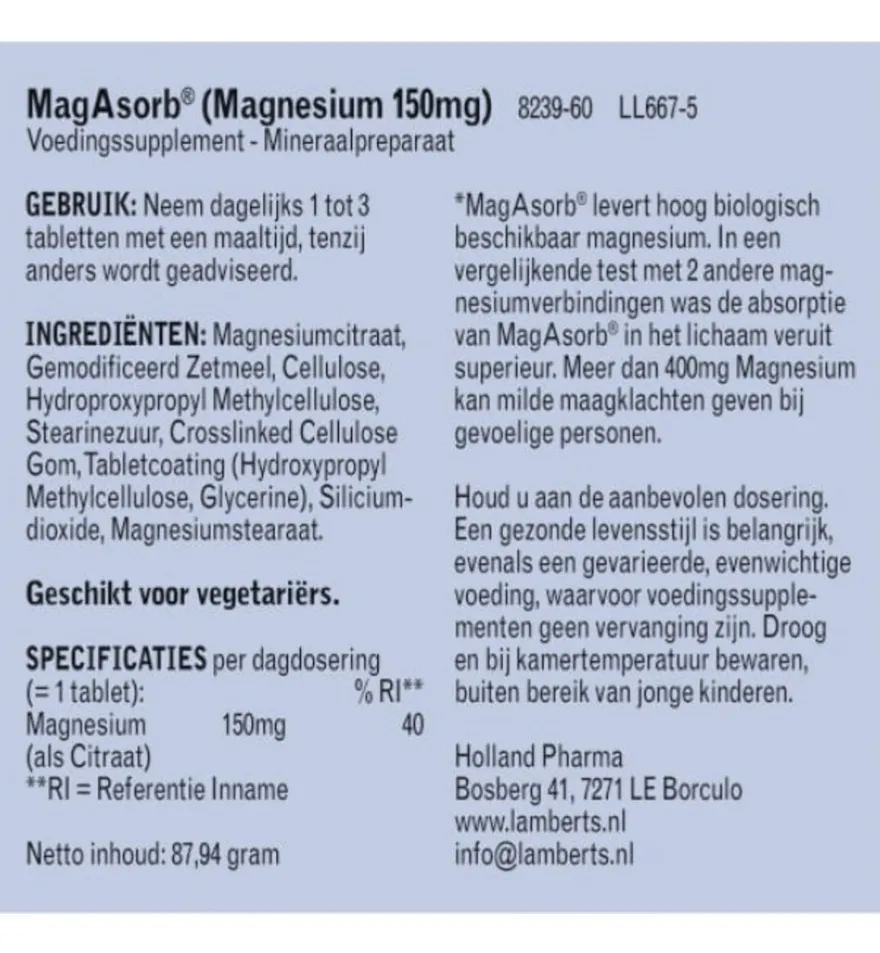 Lamberts MagAsorb (60 tabletten)