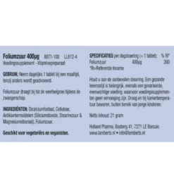 Lamberts Vitamine B11 400mcg (100 tabletten)