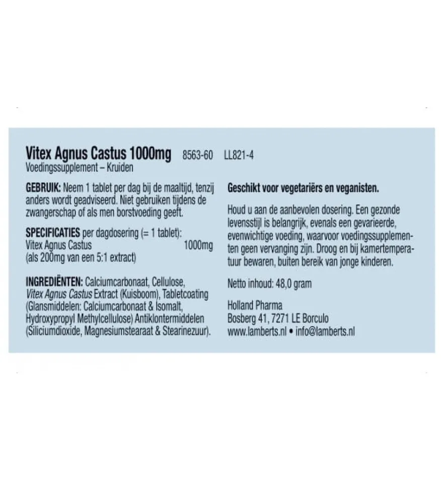 Lamberts Vitex agnus castus (60 tabletten)