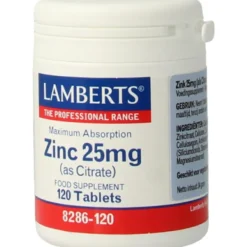 Lamberts Zink Citraat 25mg (120 tabletten)