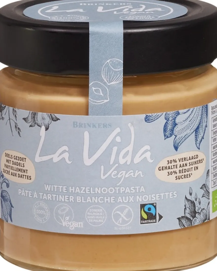 La Vida Vegan Hazelnootpasta Wit Minder Suiker (200 gr)