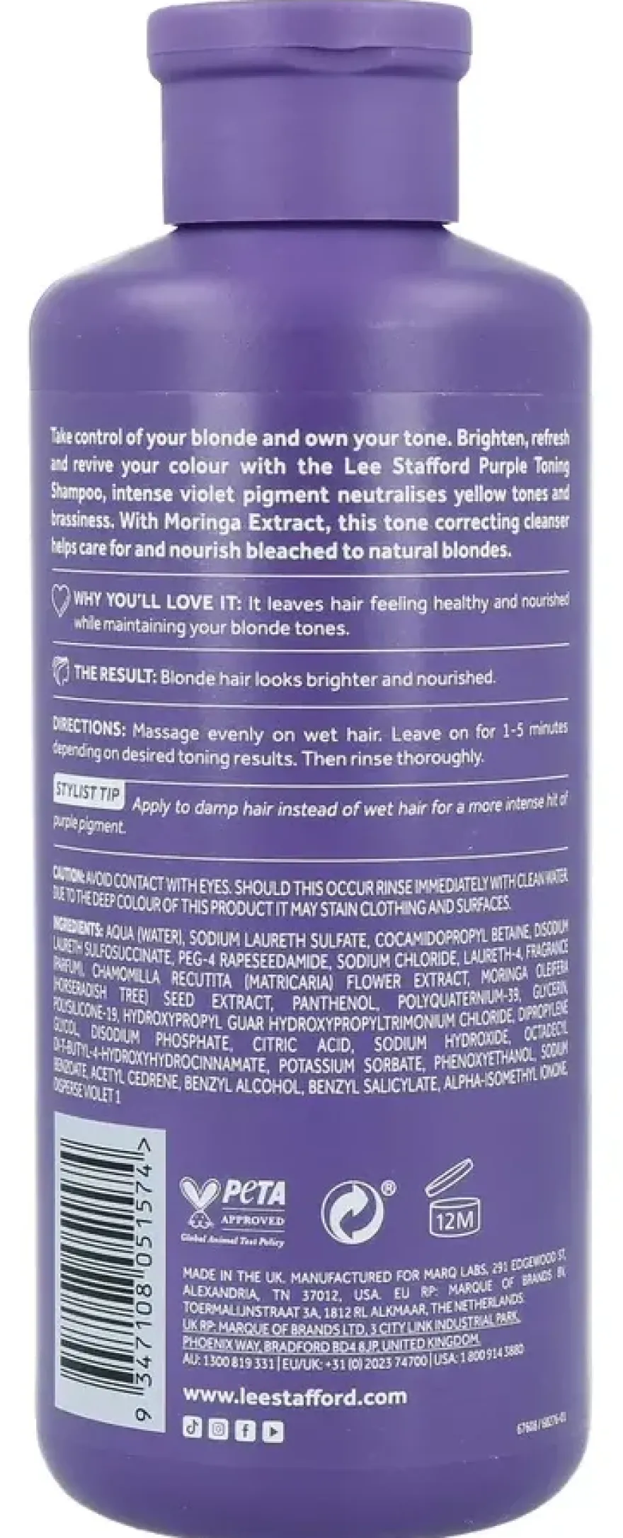 Lee Stafford Bleach Blondes Purple Toning Shampoo (250 ml)