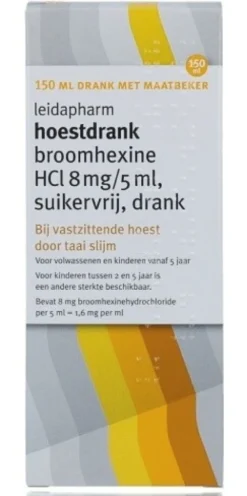 Leidapharm Hoestdrank Broomhexine Hci 8mg/5ml Suikervrij (150 ml)