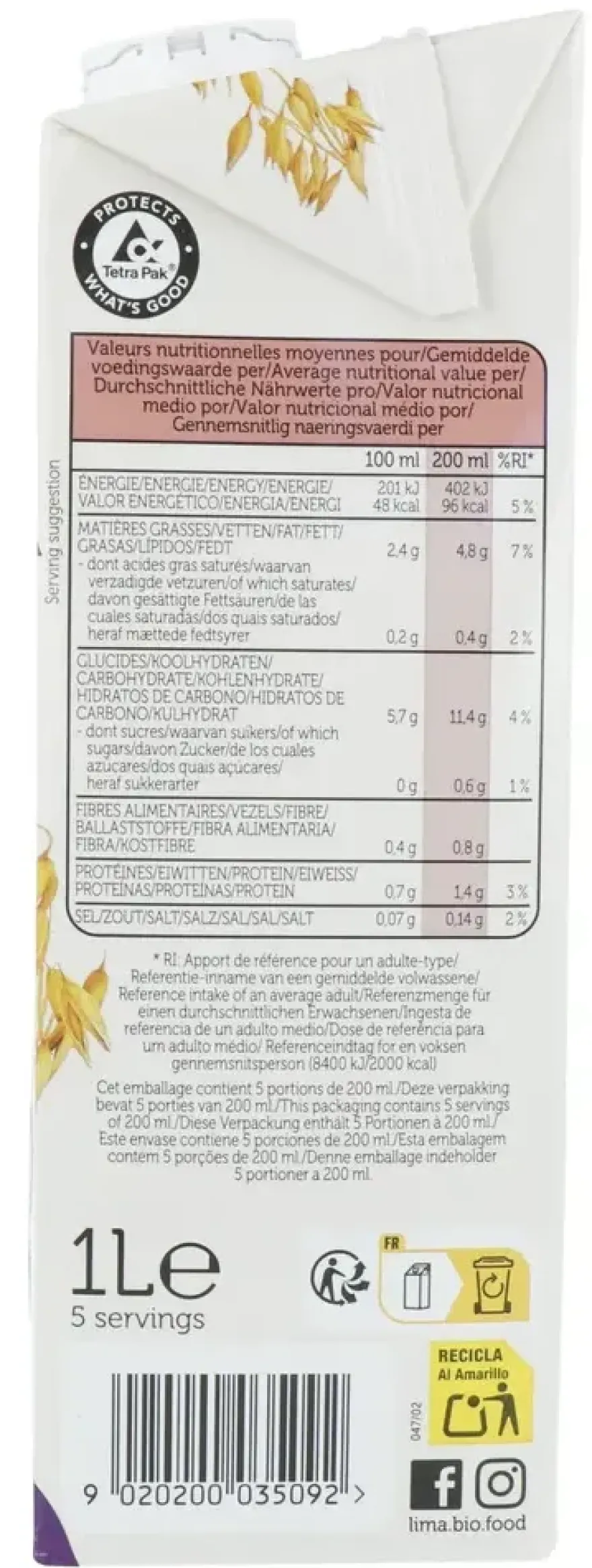 Lima Barista Oat Sugarfree Bio (1000 ml)