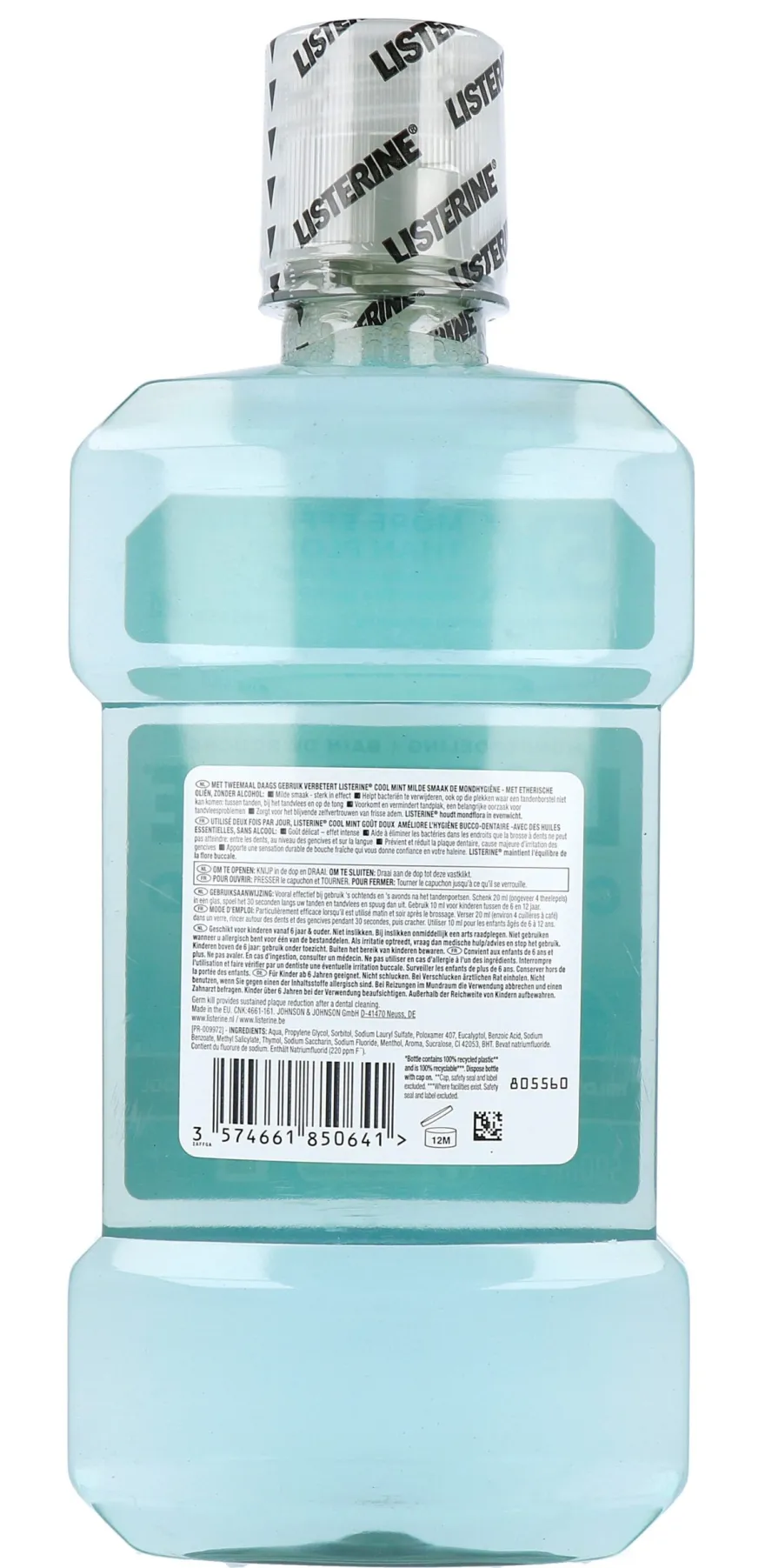Listerine Mondwater Cool Mint Milde Smaak (500 ml)