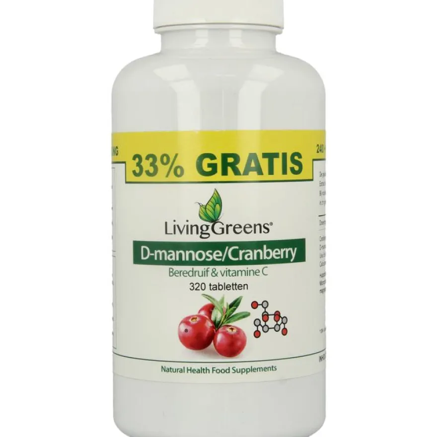 LivingGreens Cranberry D-mannose voordeelve rpakking (320 tabletten)