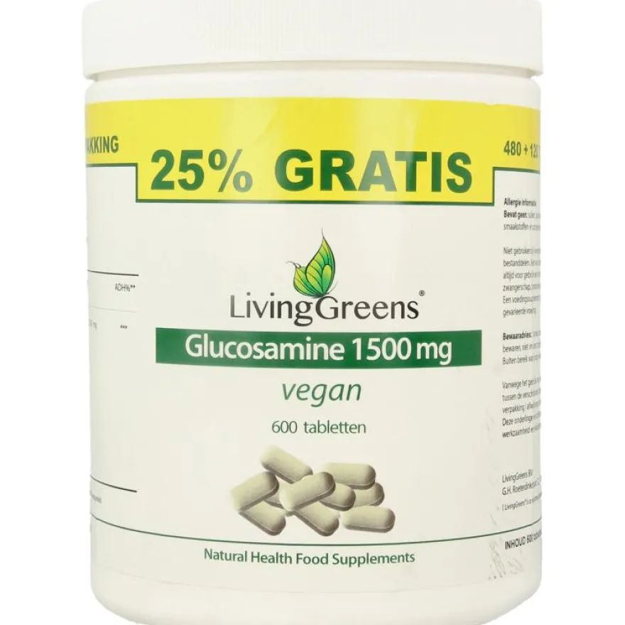 Livinggreens Glucosamine Vegan Voordeelverp Akking (600 tabletten)