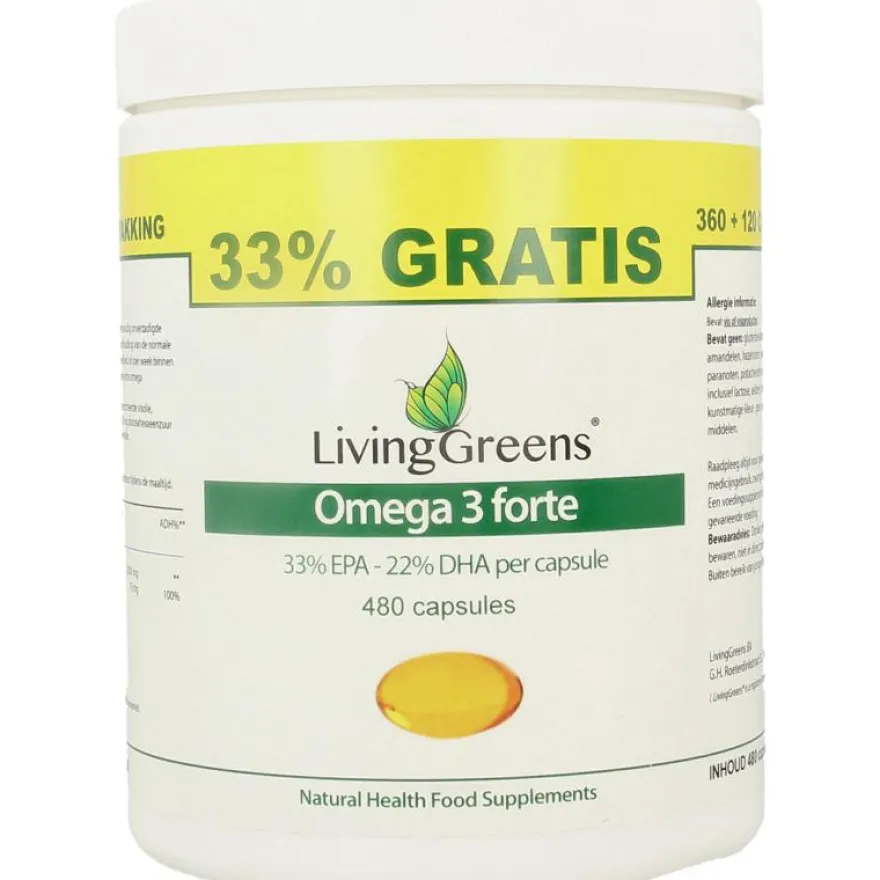 Livinggreens Omega 3 Forte Voordeelverpakki Ng (480 capsules)