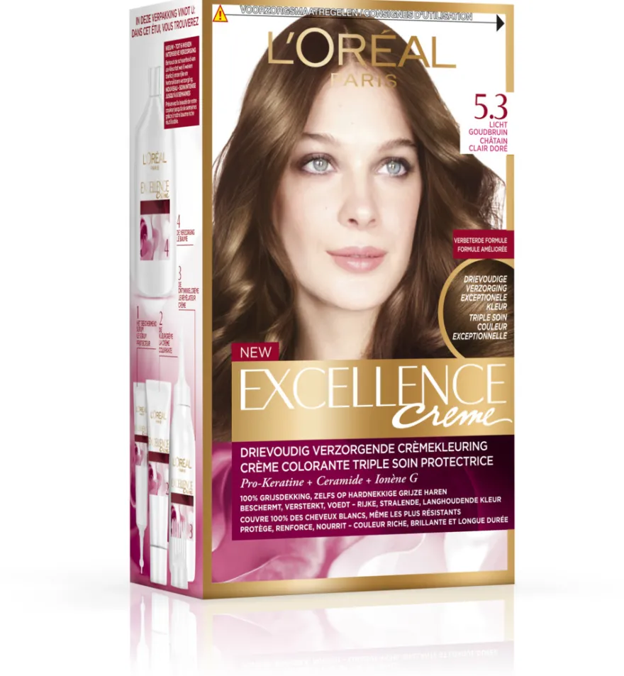 L’Oréal Paris Excellence Creme 5,3 Licht Goudbruin (1 set)