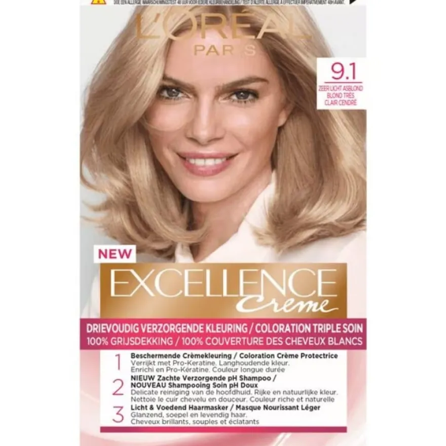 L’Oréal Paris Excellence Creme 9,1 Zeer Licht Asblond (1 stuk)