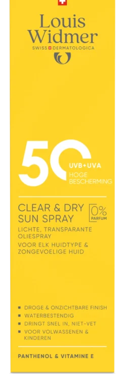Louis Widmer Clear & Dry Sun Spray 50 zonder Parfum (200 ml)