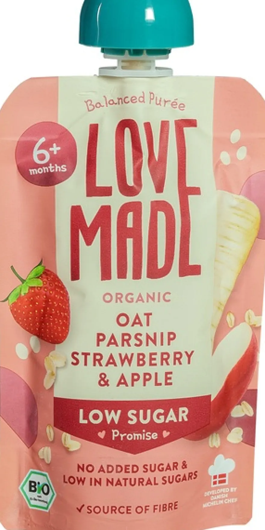 Lovemade Knijpzakje Haver Pastinaak Aardbei Appel 6+ Mnd (100 gr)