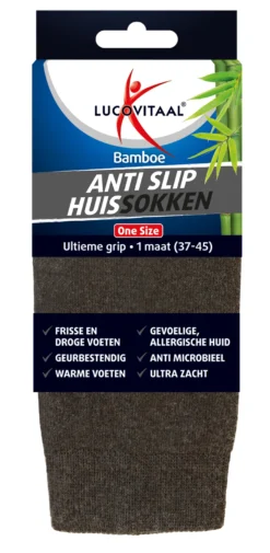 Lucovitaal Bamboe Anti Slip Huissokken One Size (1 Paar)