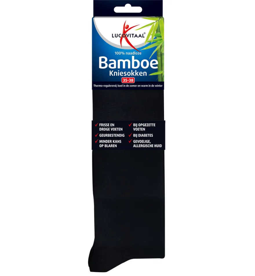 Lucovitaal Bamboe Kniesokken Zwart 35-38 (1 Paar)