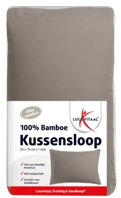 Lucovitaal Bamboe Kussensloop Taupe (1 stuk)