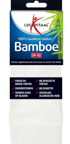 Lucovitaal Bamboe Lange Sokken Wit 39-42 (1 paar)