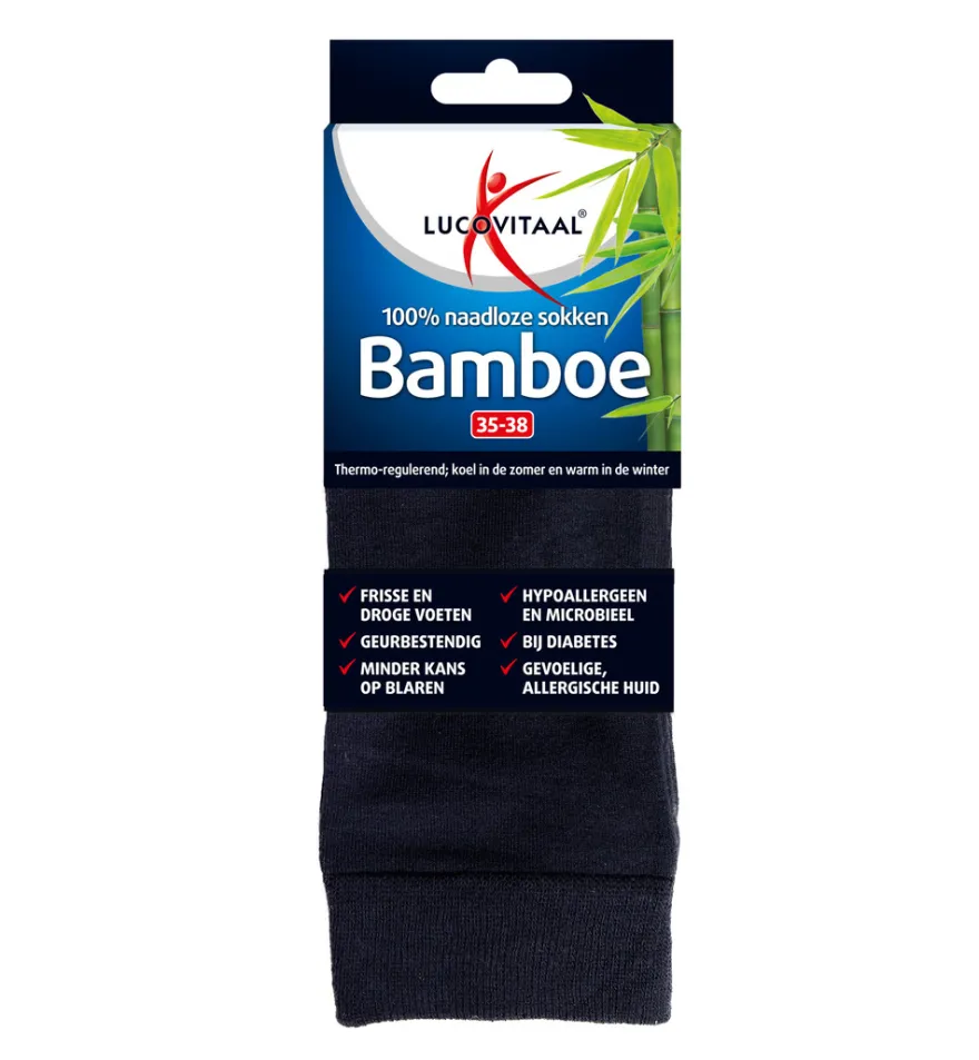 Lucovitaal Bamboe Lange Sokken Blauw 35-38 (1 paar)