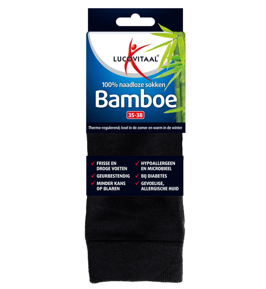Lucovitaal Bamboe Lange Sokken Zwart 35-38 (1 paar)