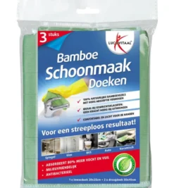 Lucovitaal Bamboe Schoonmaakdoekjes (3 stuks)
