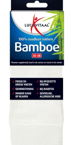 Lucovitaal Bamboe Sok Lang Wit 35-38 (1 paar)
