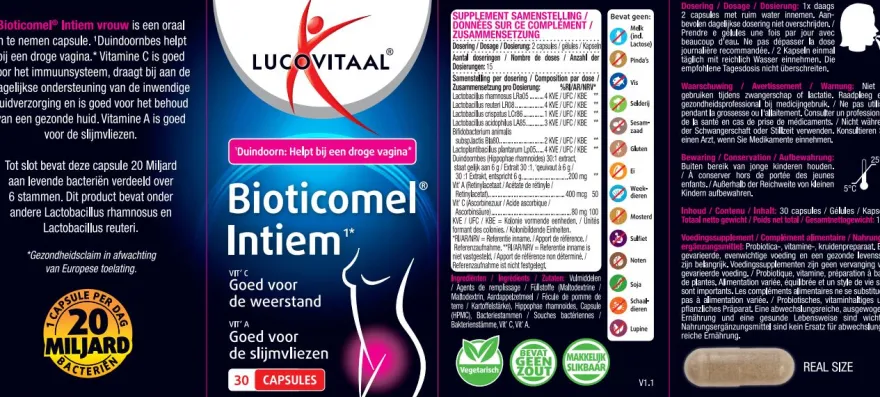 Lucovitaal Bioticomel Intiem (30 capsules)