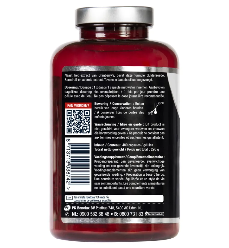 Lucovitaal Cranberry X-tra Lactobacillus (480 capsules)