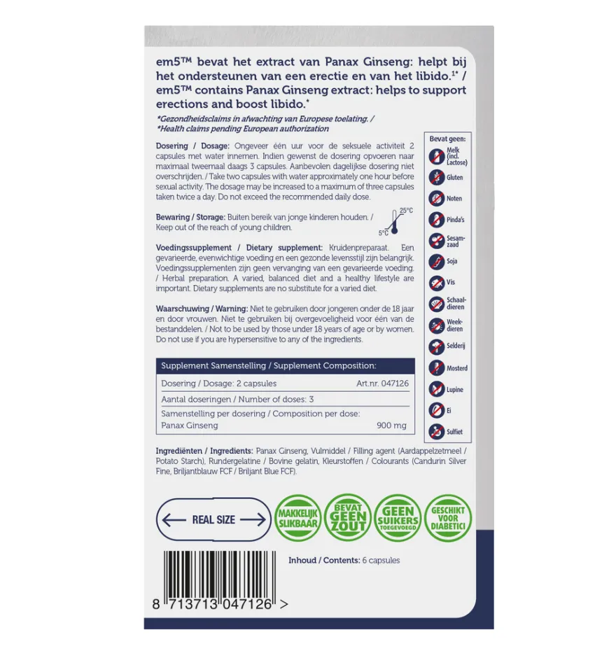 Lucovitaal Em5 Erectomedium Forte (6 capsules)