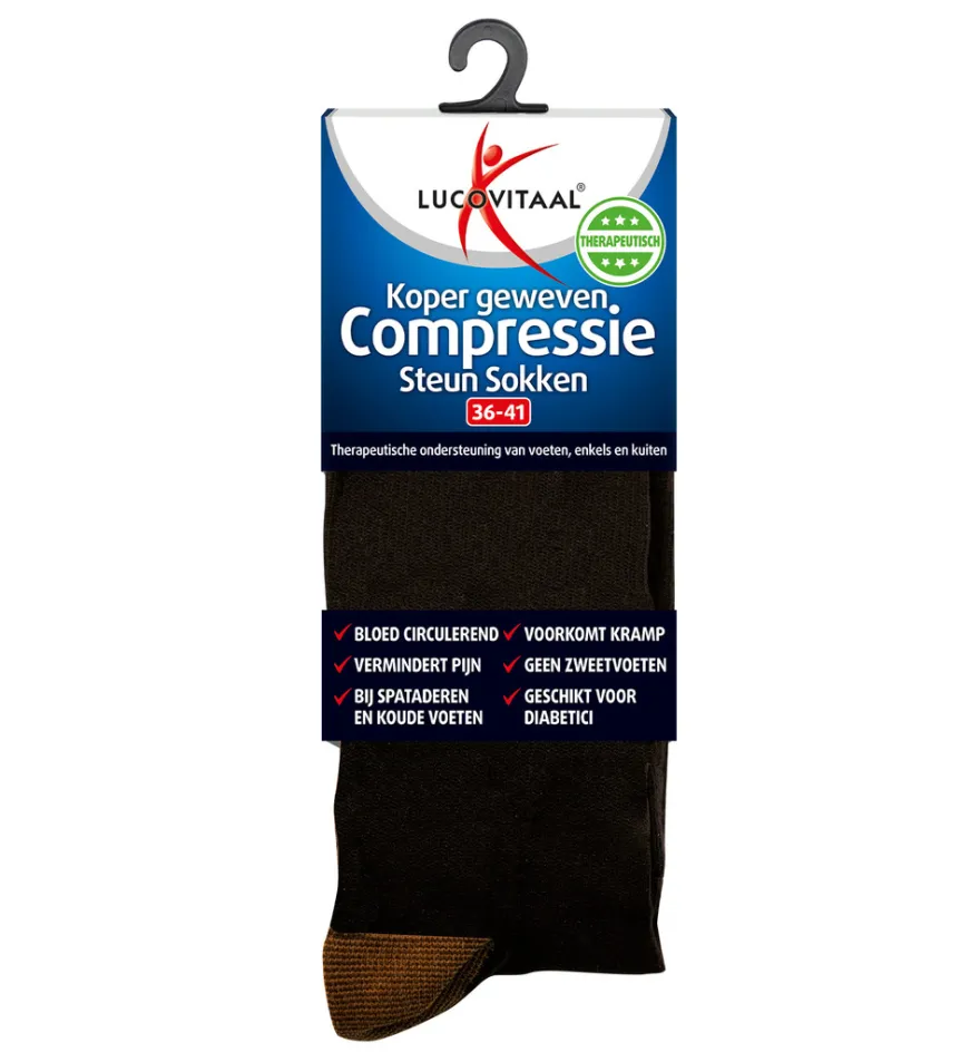 Lucovitaal Koper Compressie Sokken 36-41 Zwart (1 paar)