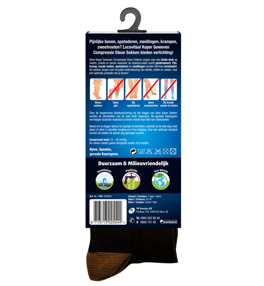 Lucovitaal Koper Compressie Sokken 36-41 Zwart (1 paar)