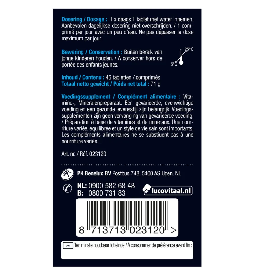Lucovitaal Magnesium Spanning, Stress & Vermoeidheid (45 tabletten)
