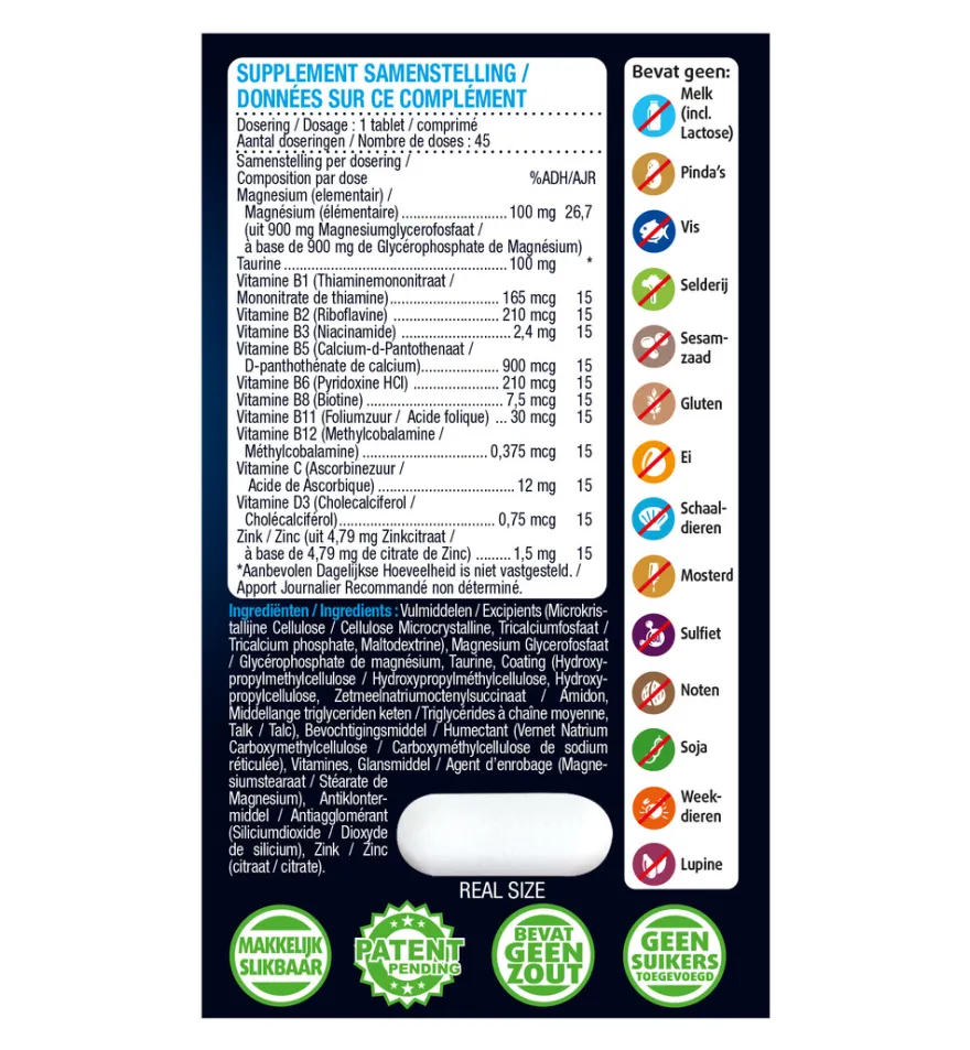 Lucovitaal Magnesium Spanning, Stress & Vermoeidheid (45 tabletten)