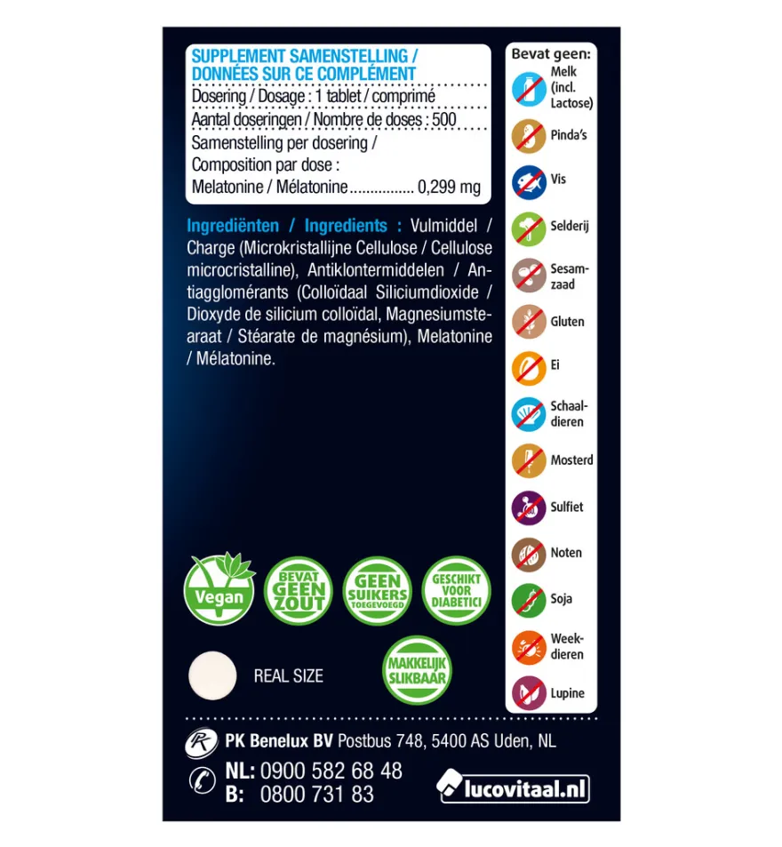 Lucovitaal Melatonine Puur 299mcg (500 tabletten)