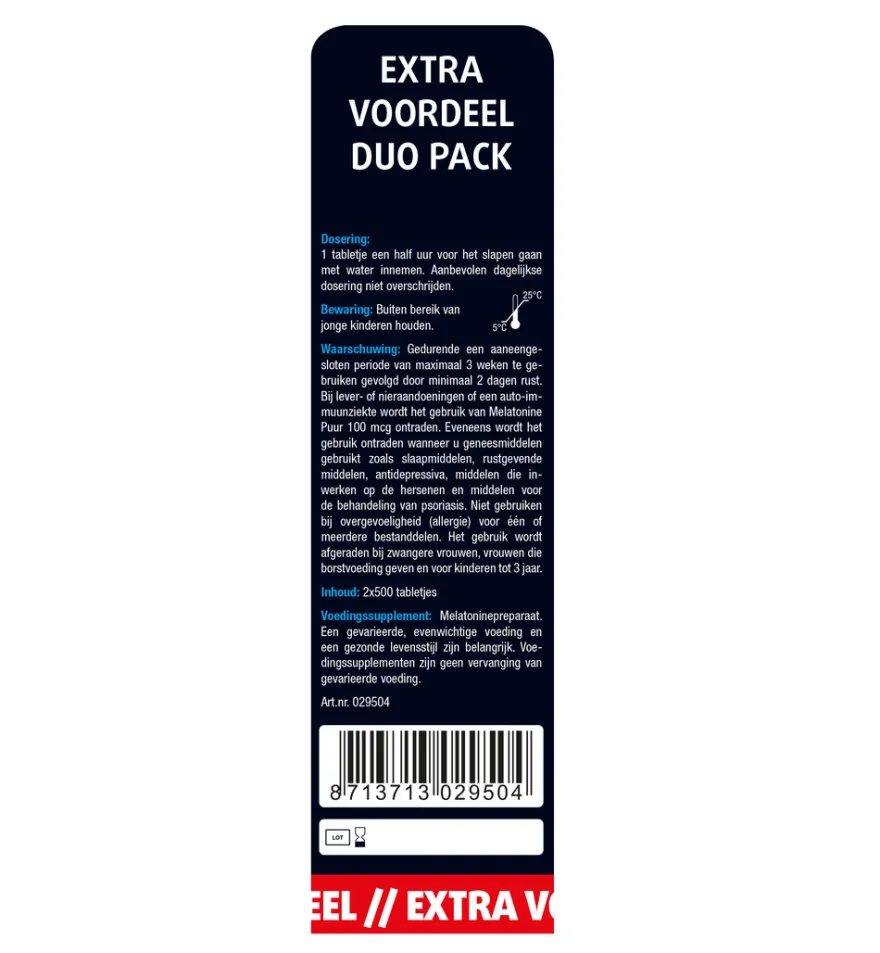 Lucovitaal Melatonine Puur 100mcg Duopack (2×500 tabletten)