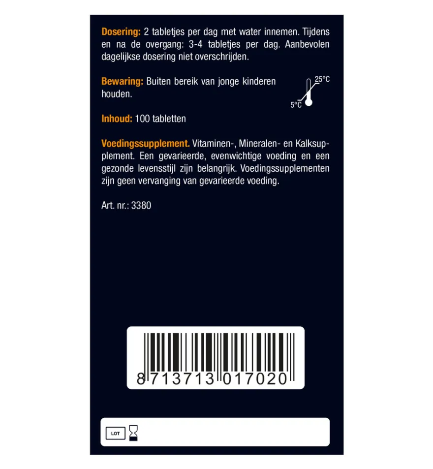 Lucovitaal Oesterkalk Calcium Vitamine D3 & K (100 tabletten)