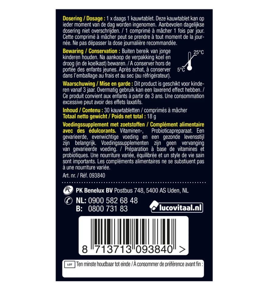 Lucovitaal Probiotica Kids (30 kauwtabletten)